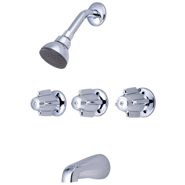 Central Brass Three Handle Tub & Shower Set in Chrome 971